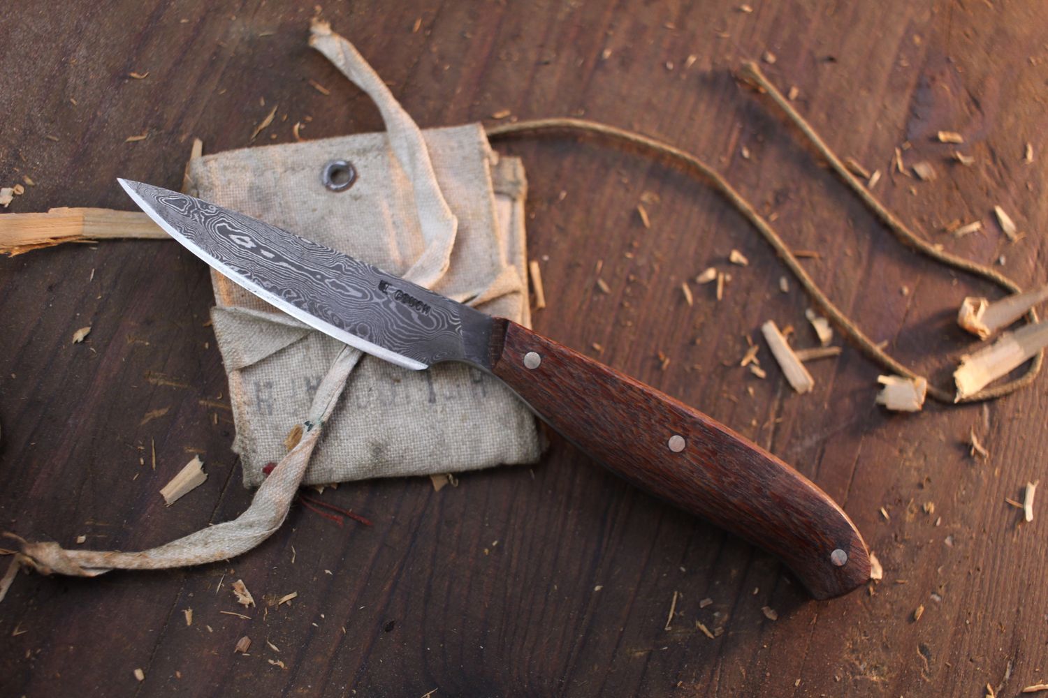 Mark Couch 2.8&quot; Capper / Lacewood  / Alaskan Forged Damascus