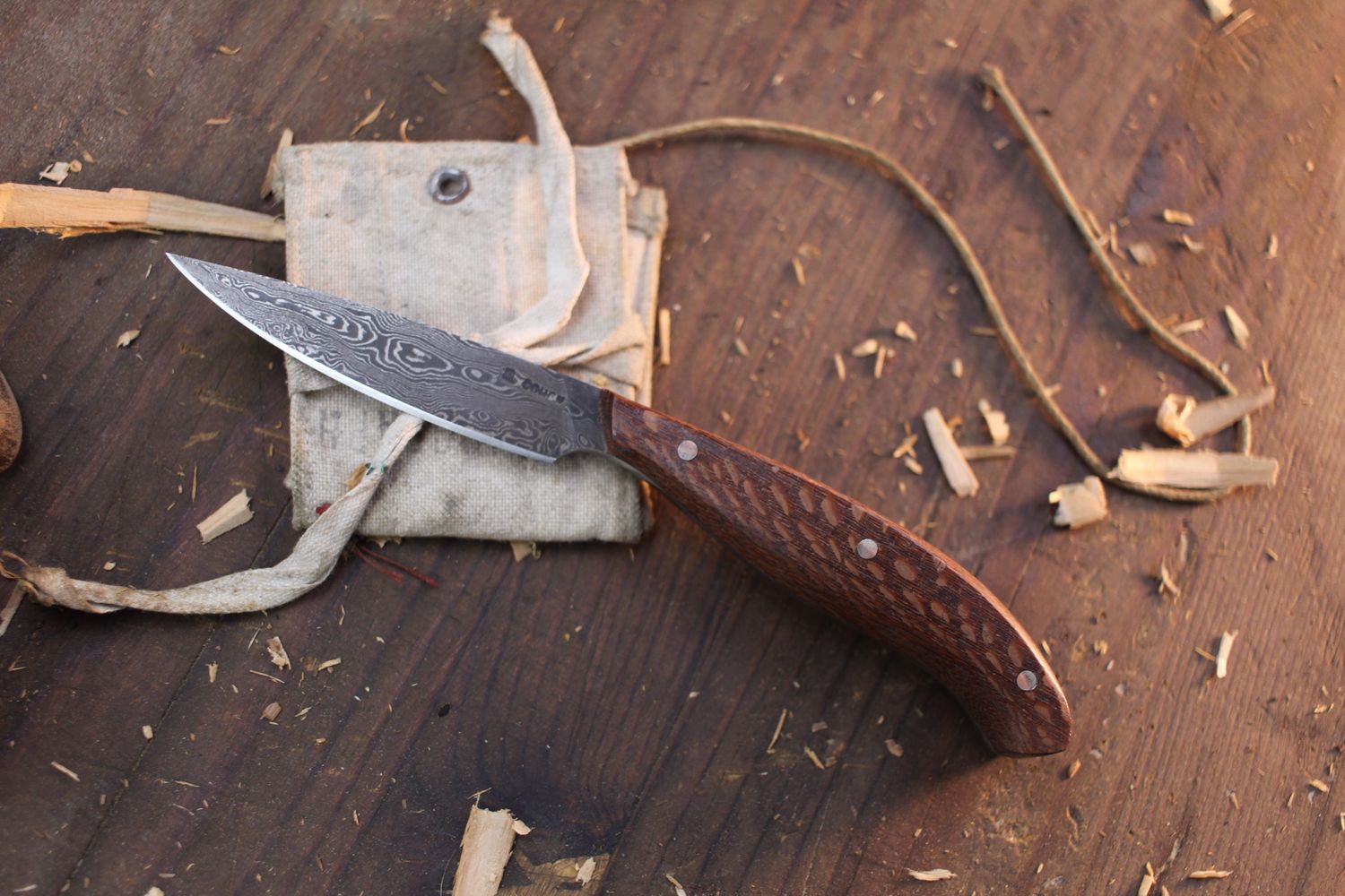 Mark Couch 3&quot; Capper / Lacewood  / Alaskan Forged Damascus.