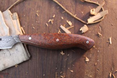 Mark Couch 3&quot; Caper / Lacewood  / Alaskan Forged Damascus