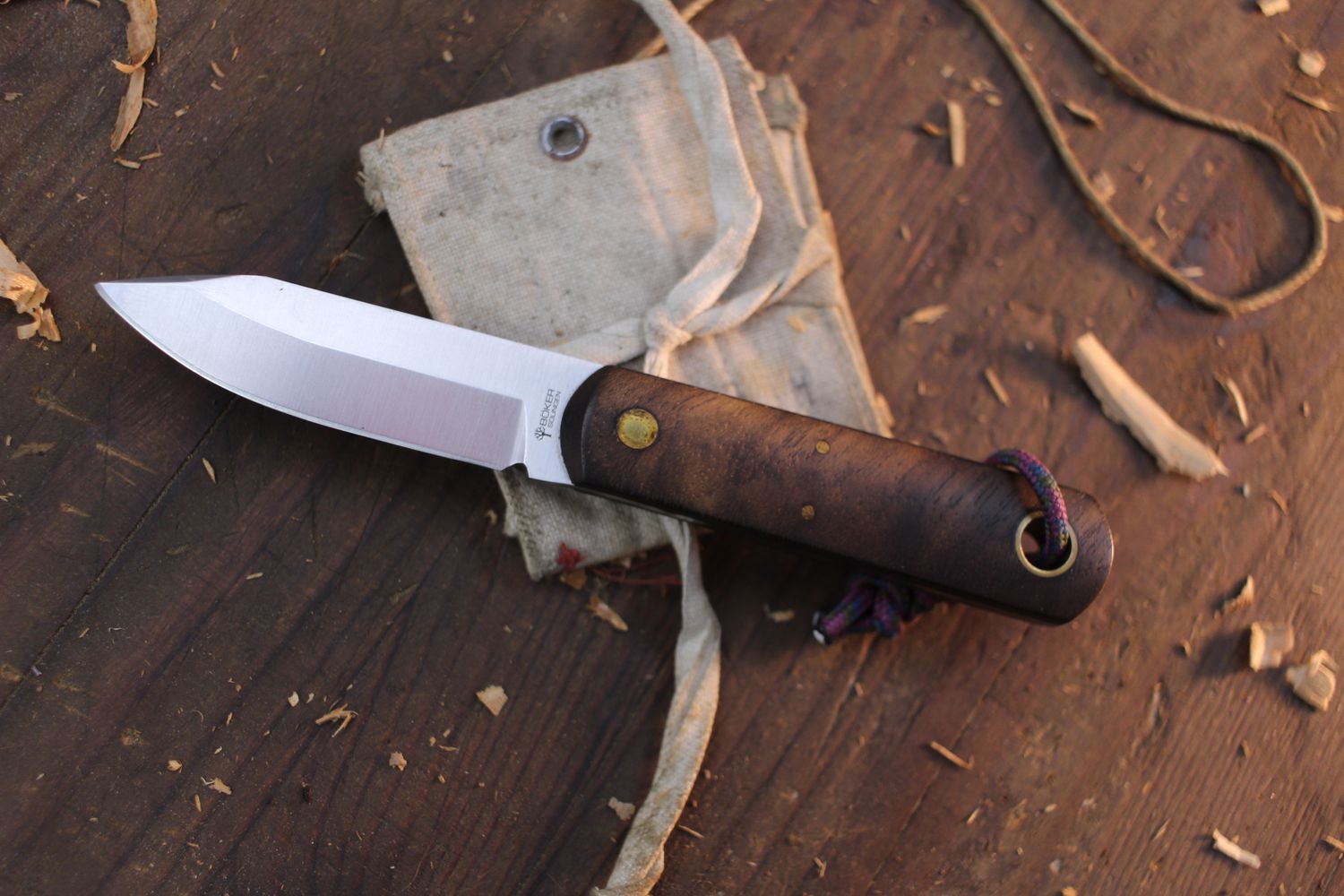 Boker Solingen Lucas Burnley Barlow BFF 2.76&quot; Fixed Blade / Walnut / Satin AEB-L ( Pre Owned )