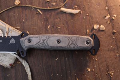 TOPS Knives Skullcrusher's X-treme Sidekick 5.25" Fixed Blade / Black Linen Micarta / Black 1095 ( Pre Owned )