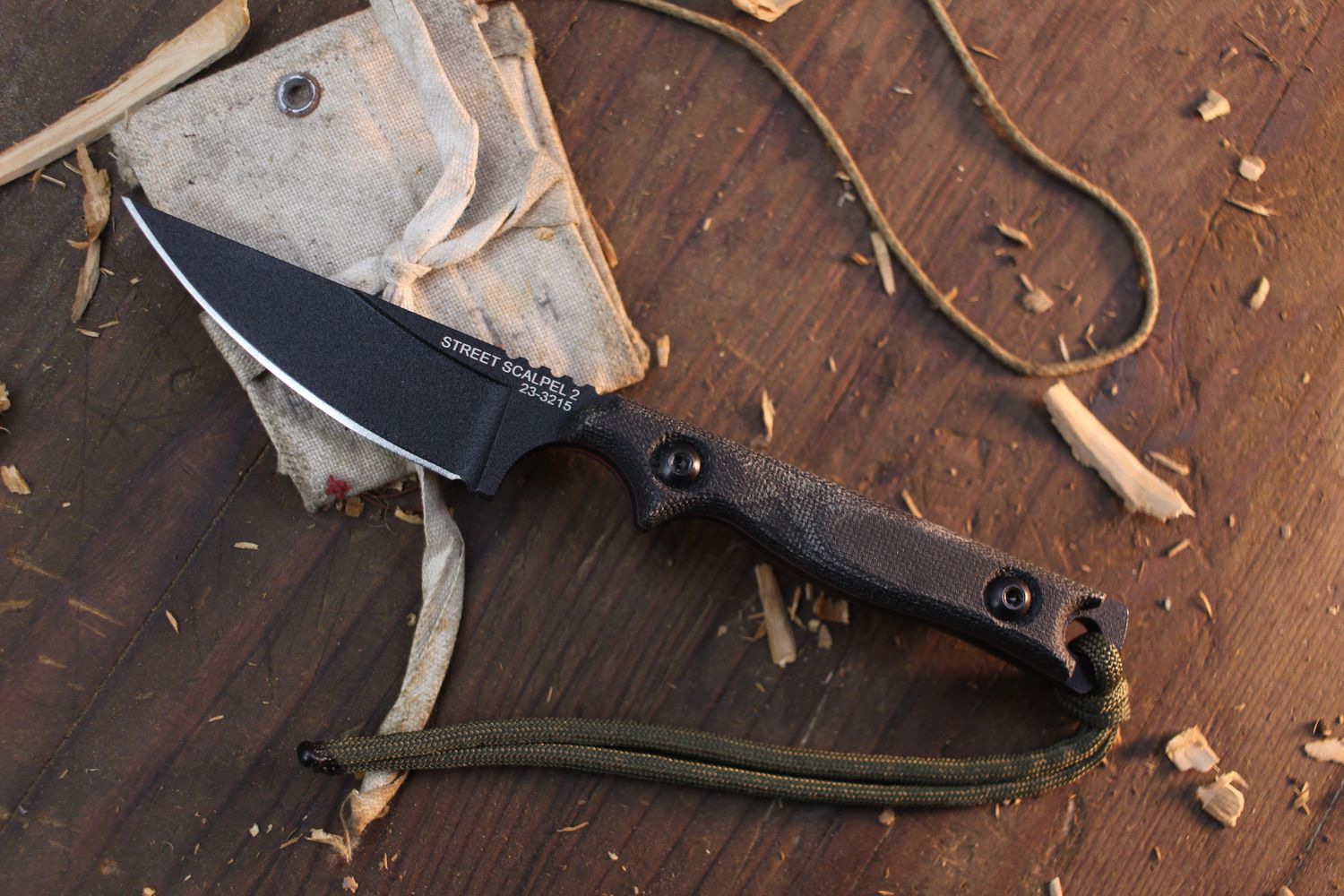 TOPS Knives Street Scalpel 2.0 3.13&quot; Fixed Blade / Black Canvas Micarta / Black 1095 ( Pre Owned )