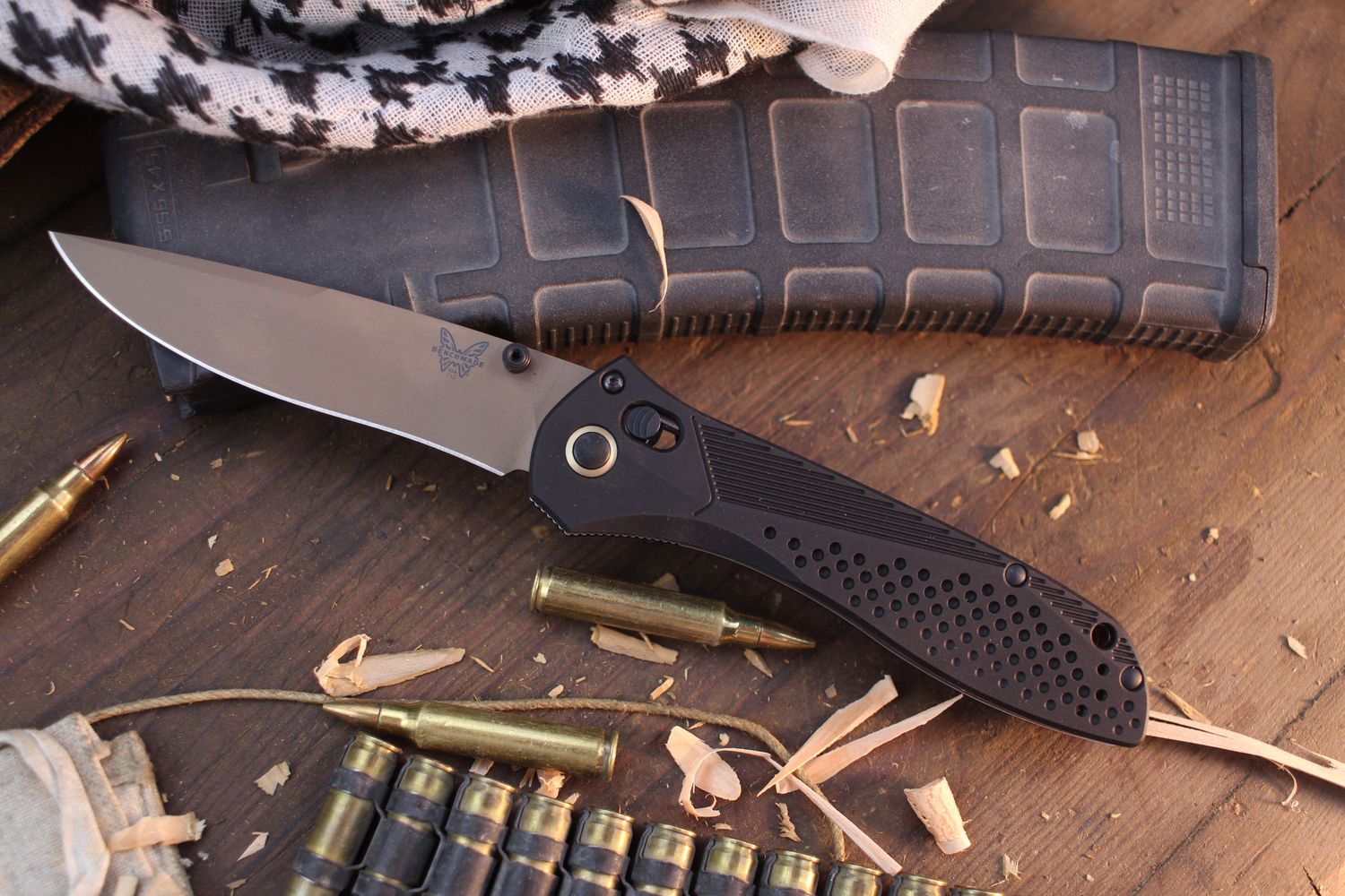 Benchmade Seven-Ten 4&quot; AXIS Lock Folder / Black Machined Aluminum / Flat Earth PVD CPM-MagnaCut ( Pre Owned 