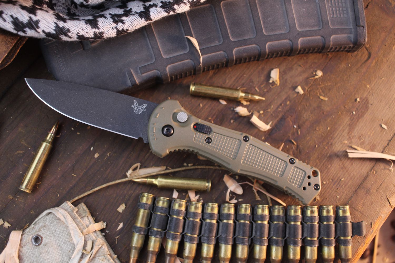 Benchmade Claymore 3.6&quot; Automatic Folder /  OD Green Grivory / Black CPM-D2 ( Pre Owned )