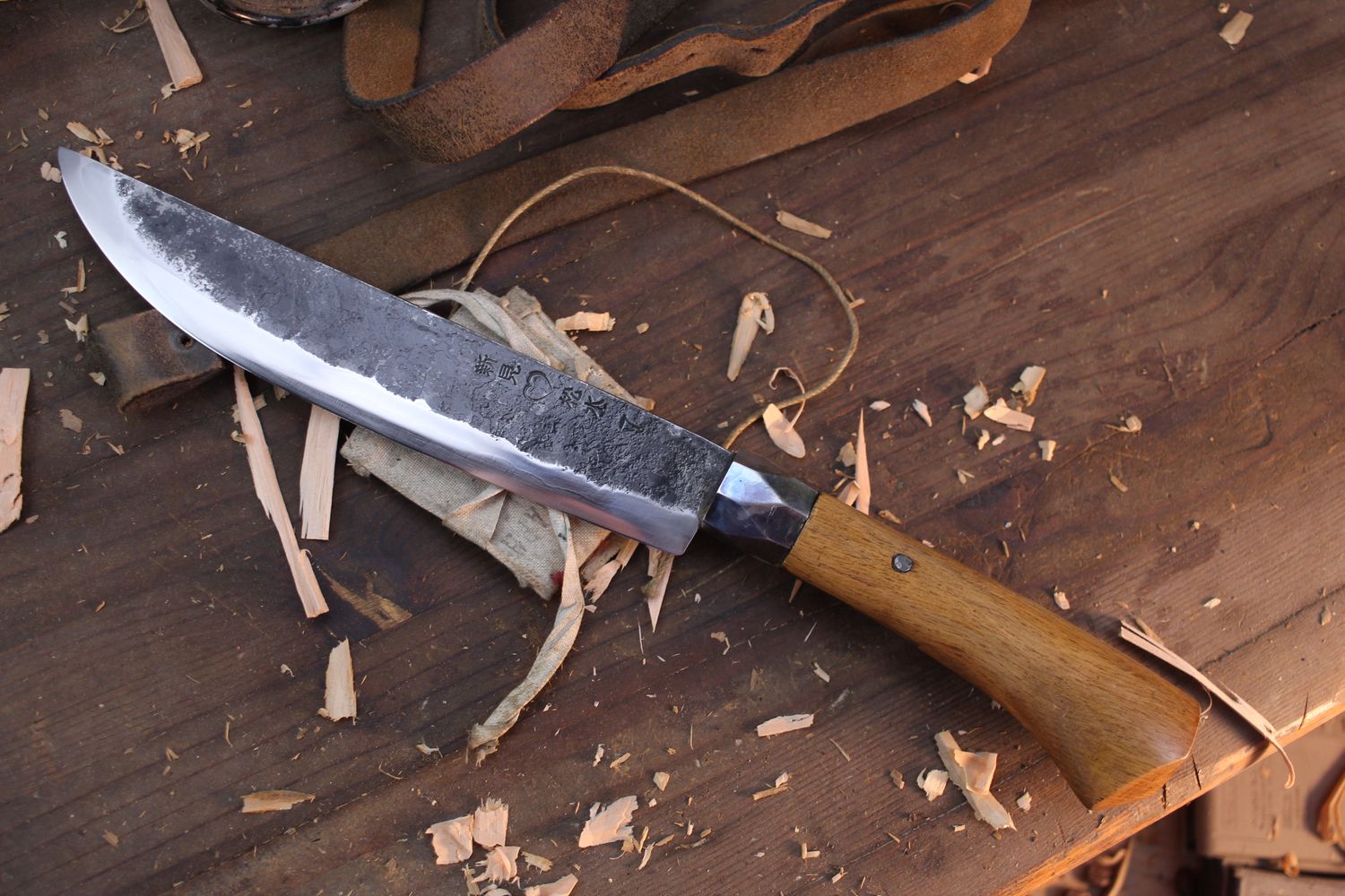 Shosui Takeda KenNata 8.5&quot; Fixed Blade / Honey Colored Wood / Forge Finished Aogami Super Steel ( Pre Owned )
