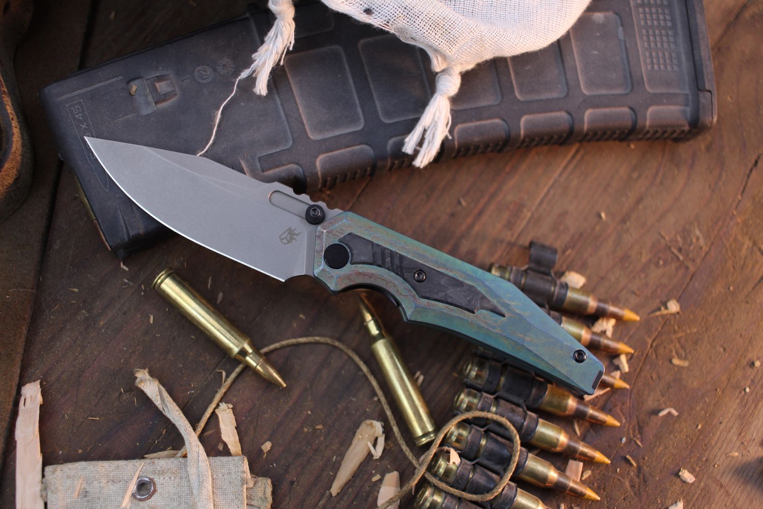 Arcane Design Preytheon 3.5&quot; Linerlock Folder / Anodized Titanium &amp; Black G-10 / Acidwashed 20CV ( Pre Owned )
