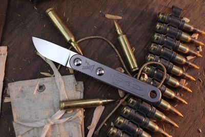 Anso Knives Astra 1.75&quot; Modular Fixed Blade / To The Moon Milled Titanium / Hand Wiped RWL-34 ( Pre Owned )