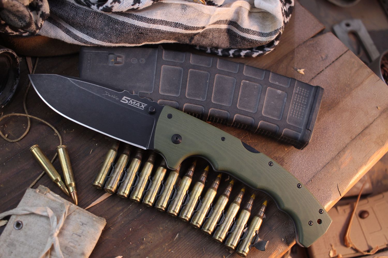 Cold Steel Andrew Demko 5-Max 5&quot; Lockback Folder / Dark Green G-10 / Black Washed S35VN ( Pre Owned )