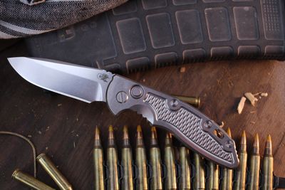 Hinderer XM-18 3.5” AUTO Buttonlock Folder / Stonewashed Titanium / Stonewashed 20CV Spearpoint ( Pre Owned )