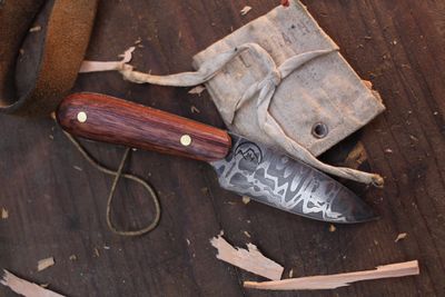 Highlands Forge 2&quot; Fixed Blade Micro Hunter / Bubinga / Forged 96L &amp; 1095 Core San Mai