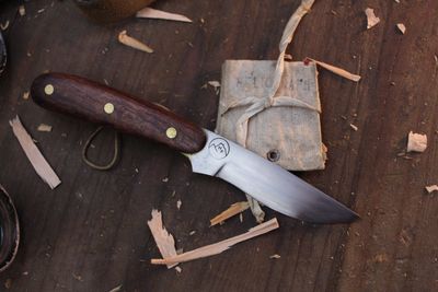 Highlands Forge 3&quot; Fixed Blade Mini Hunter / Bubinga / Satin Forged 1095