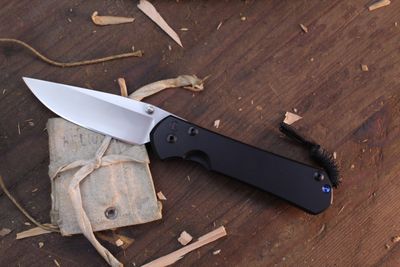 Chris Reeve Knives Large Sebenza 31 3.625&quot; Frame Lock Folder / Black Cerakote Titanium / Stonewash S35VN ( Pre Owned )