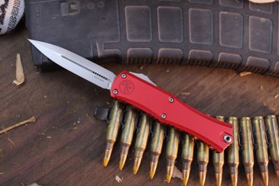 Microtech Mini Hera II D/E 3" OTF AUTO / Red  Aluminum / Stonewashed M390MK