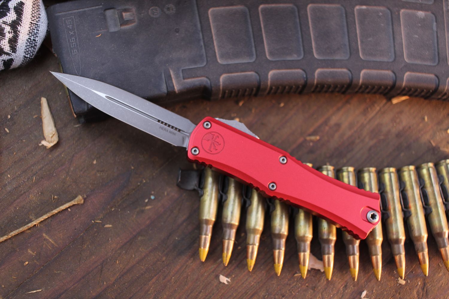 Microtech Mini Hera II D/E 3&quot; OTF AUTO / Red  Aluminum / Apocalyptic M390MK