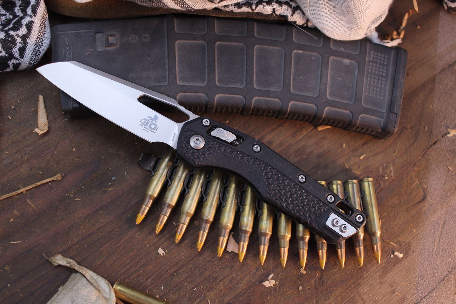 Microtech MSI 30th Anniversary 3.88&quot; RAM-LOK Folder / Black Polymer / Stonewashed M390MK