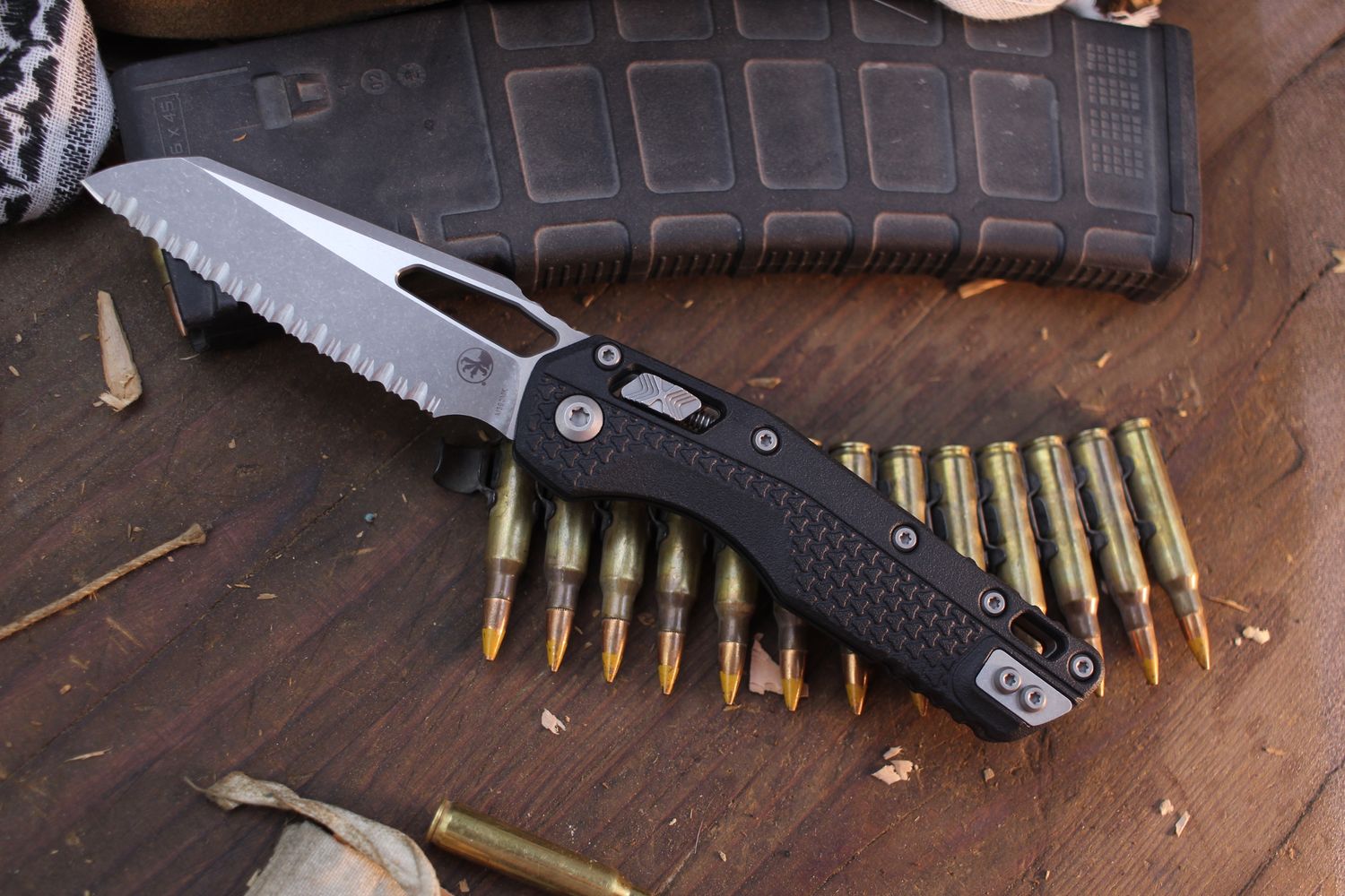 Microtech MSI 3.8&quot; Ram-Lok Folder / Black Polymer / Apocalyptic Serrated M390MK