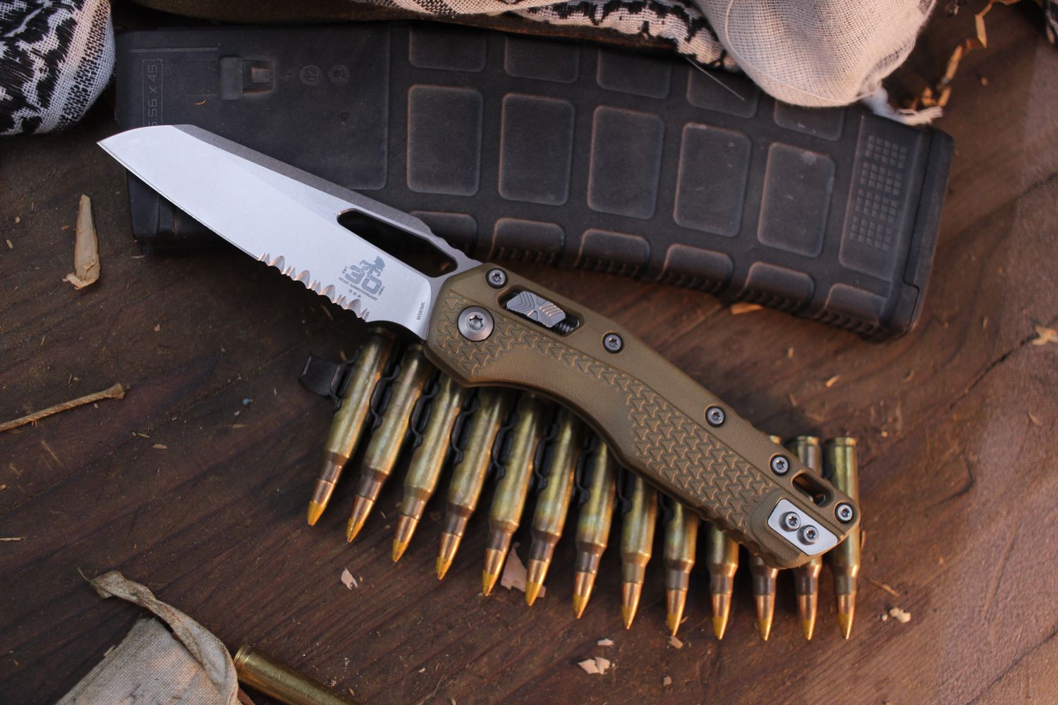 Microtech MSI 30th Anniversary 3.88&quot; RAM-LOK Folder / Dark Earth Polymer / Apocalyptic Partially Serrated M390MK
