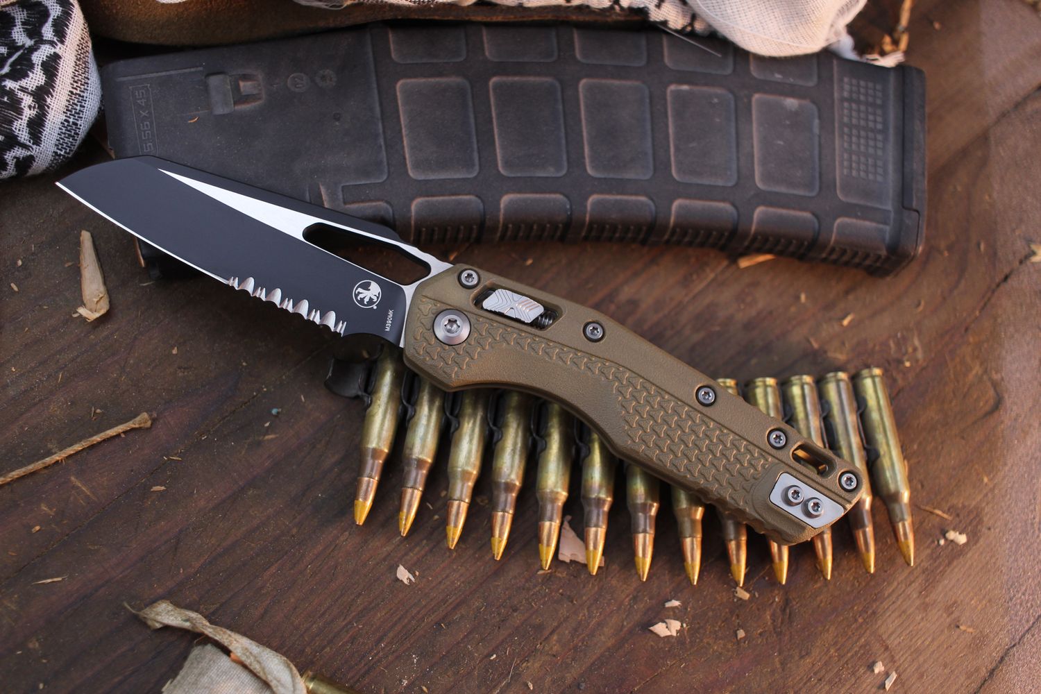 Microtech MSI 3.88&quot; RAM-LOK Folder / Dark Earth Polymer / Black Two Tone Partially Serrated M390MK