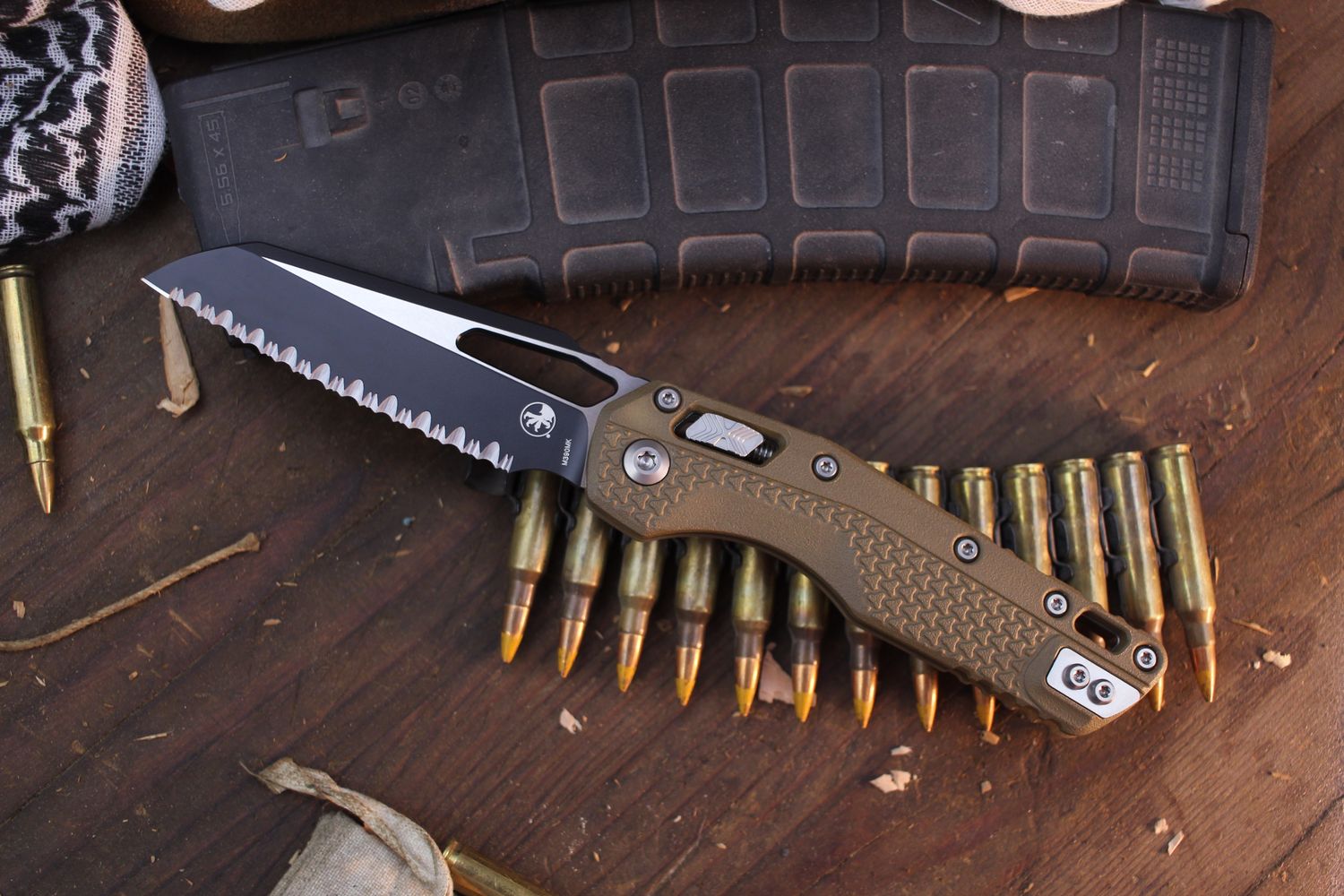Microtech MSI 3.88&quot; RAM-LOK Folder / Dark Earth Polymer / Black Two Tone Serrated M390MK