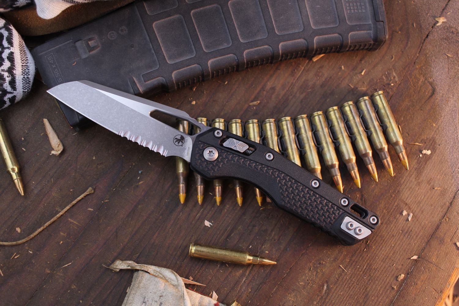 Microtech MSI 3.88&quot; RAM-LOK Folder / Black Polymer / Apocalyptic Partially Serrated M390MK