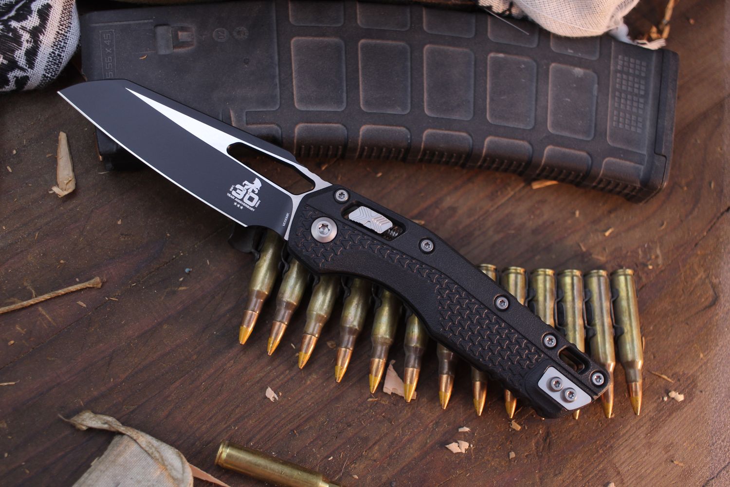 Microtech MSI 30th Anniversary 3.88&quot; RAM-LOK Folder / Black Polymer / Black Two Tone M390MK