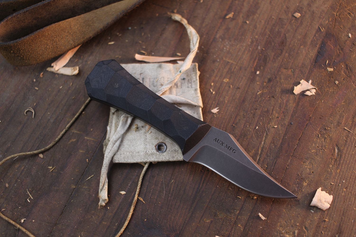 Auxiliary Manufacturing Pocket Bowie 2.75&quot; Fixed Blade / Black G-10 / Blackwashed AEB-L ( Pre Owned )