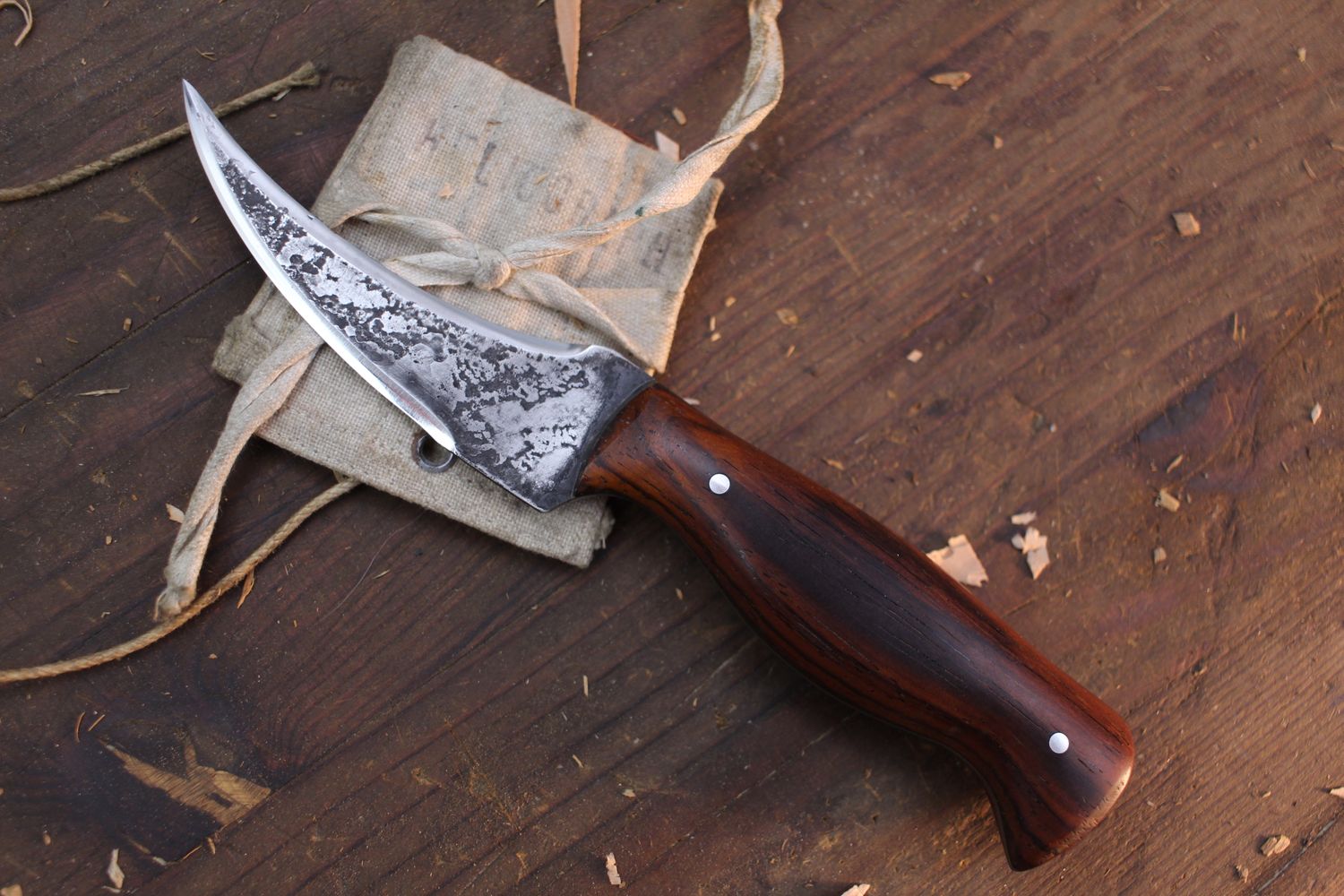 Ribsplitter Knifeworks Scythe Gen 2 3&quot; Fixed Blade / Cocobolo / Forged 1095 ( Pre Owned )