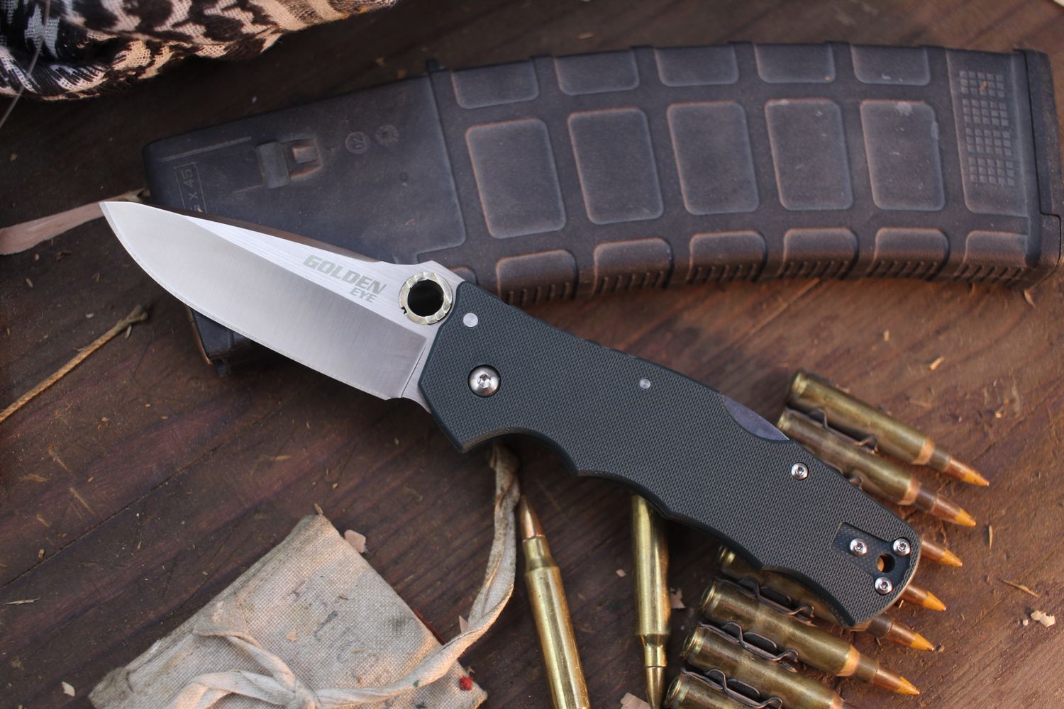 Cold Steel Golden Eye 3.5&quot; Lockback Folder / Forest Green G-10 / Satin S35VN Tanto ( Pre Owned )