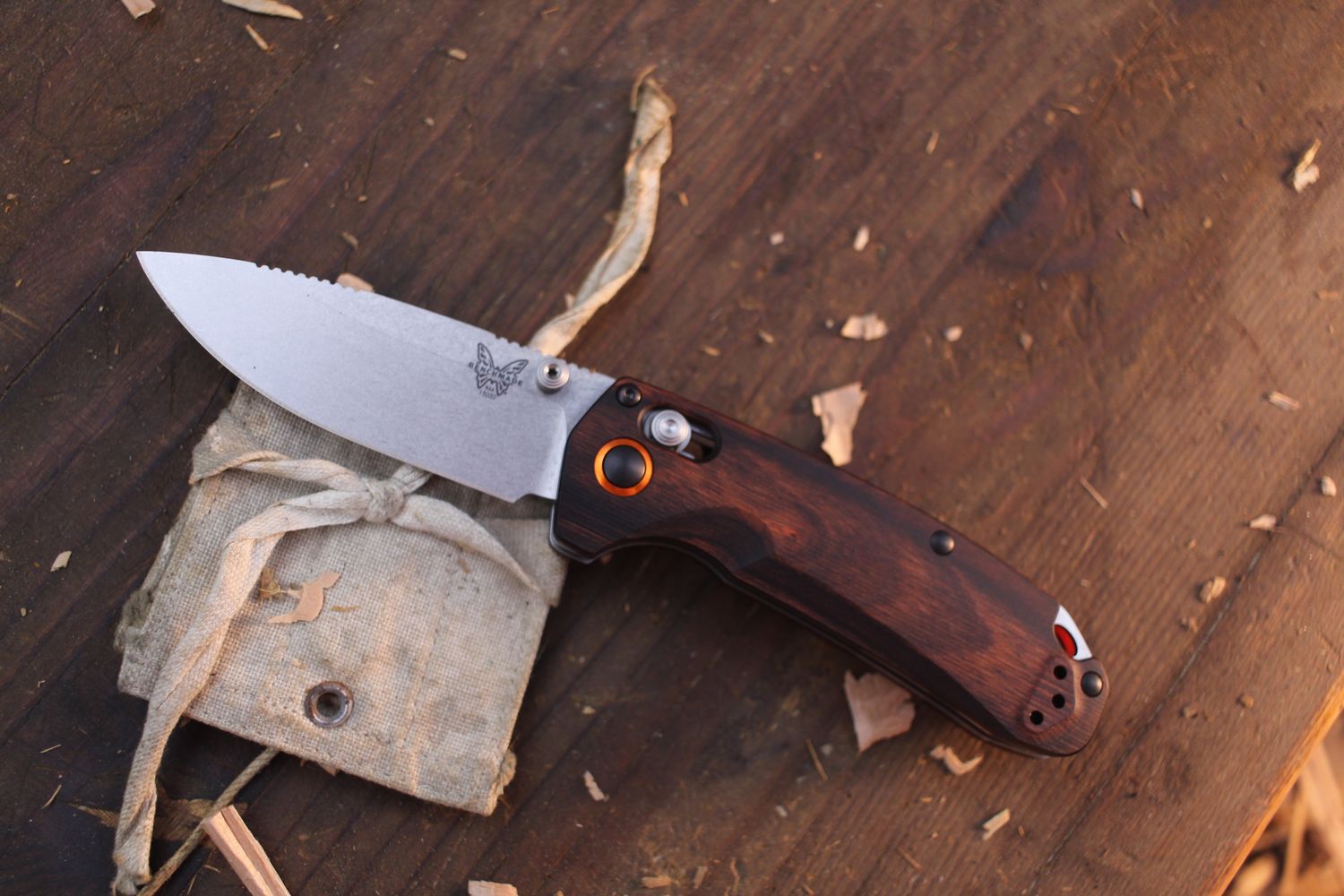 Benchmade North Fork 2.97&quot; Axis Lock Folder / Stabilized Wood / Stonewashed S30V
