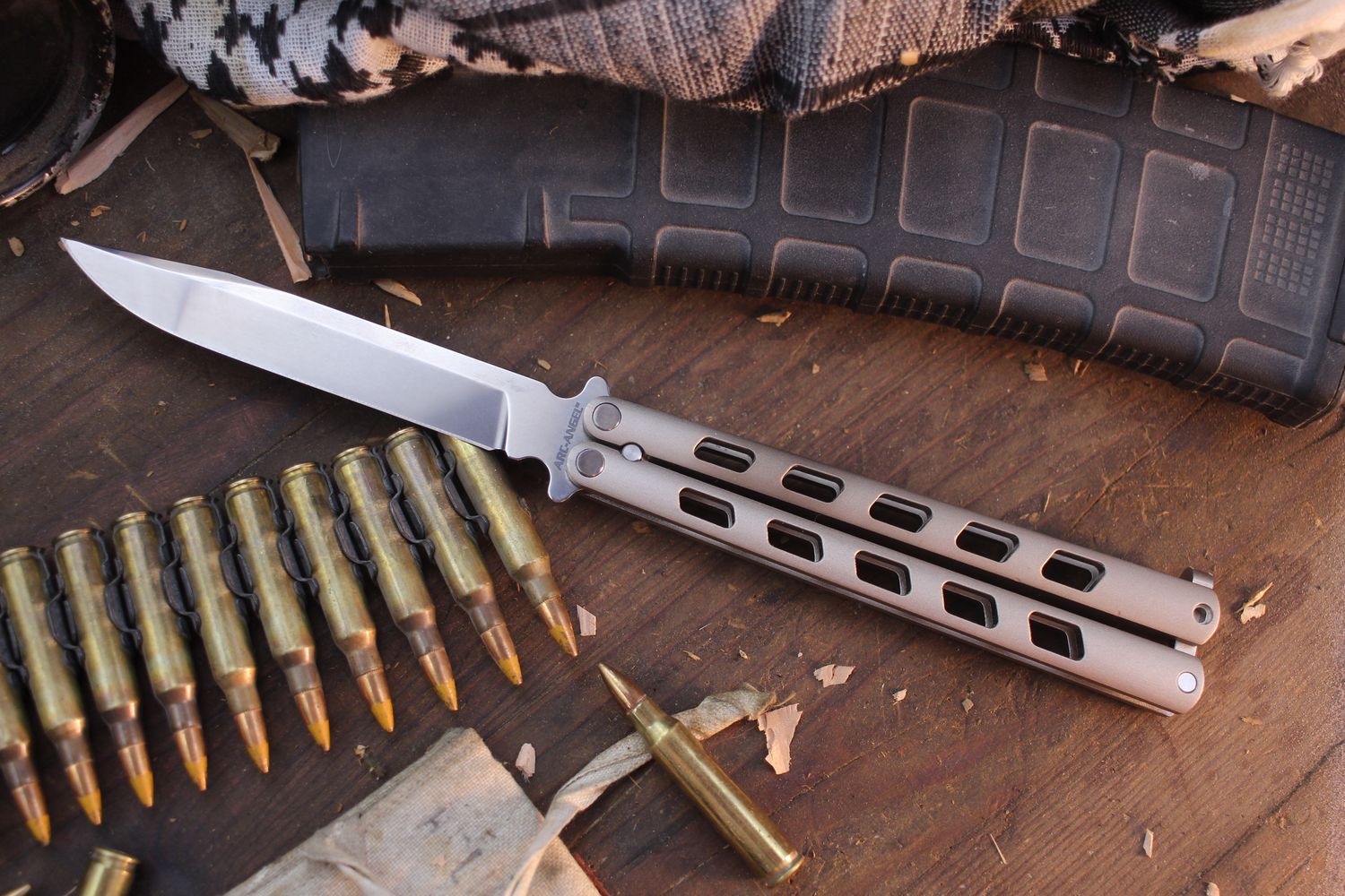 Cold Steel Archangel 4.5&quot; Balisong Knife / Silver Aluminum / Satin S35VN ( Pre Owned )