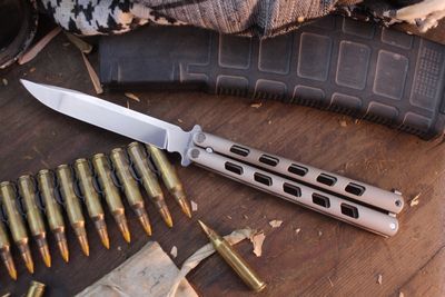 Cold Steel Archangel 4.5" Balisong Knife / Silver Aluminum / Satin S35VN ( Pre Owned )