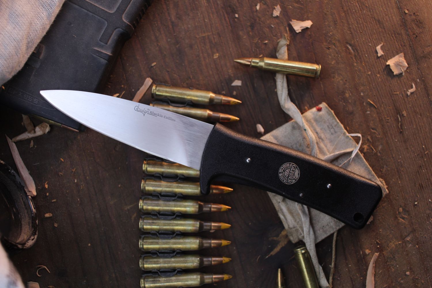 Gerber Vintage Blackie Collins Frisco Shiv 4&quot; Fixed Blade / Black Polymer / Satin 440 Stainless ( Pre Owned )