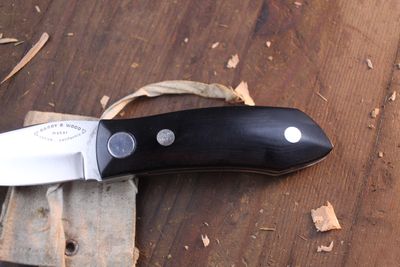 Barry Wood MK1 3" Swinglock Folder / Black Micarta / Satin 154Cm ( Pre Owned )
