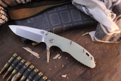 Hinderer XM-18 3.5&quot; Framelock Flipper / Jade G-10 &amp; Stonewashed Bronze Titanium / Stonewashed S45VN Spanto