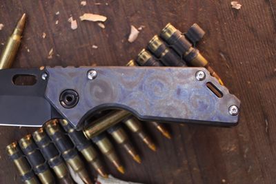 MKT + Strider Knives .75 AR 3.25" T/E Framlock Folder / Ring Flamed &amp; Bronzed Titanium / Black PVD S45VN ( Pre Owned )