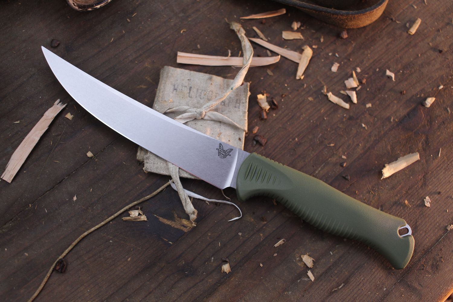 Benchmade Meatcrafter 6.09&quot; Fixed Blade / Dark Olive Santoprene / Stonewashed CPM-154