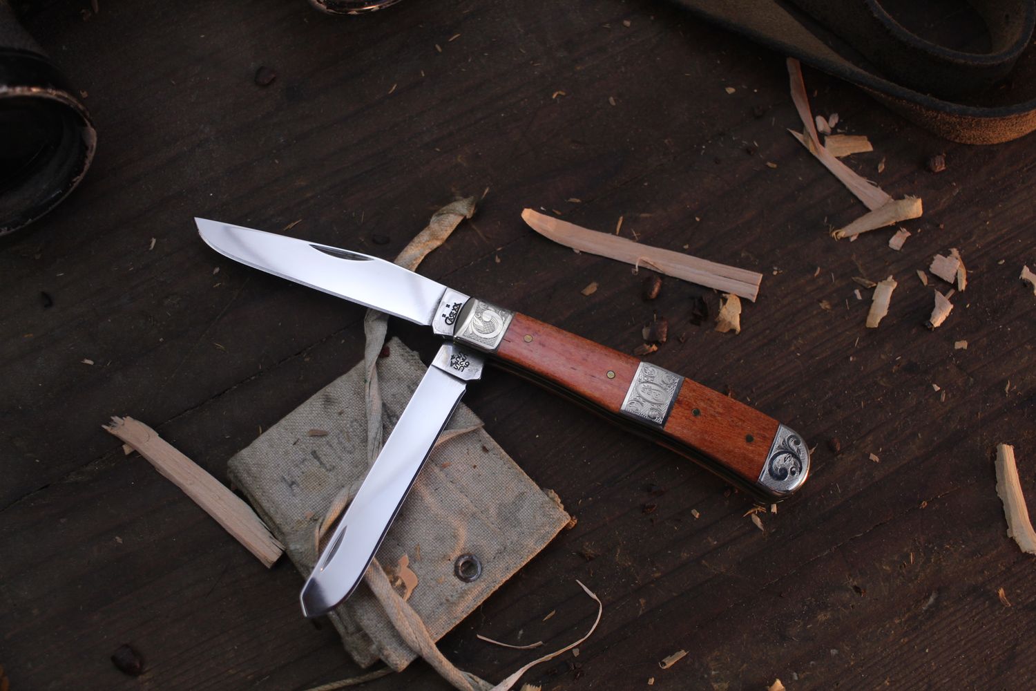 Case Trapper 4.125&quot; Closed Slipjoint Folder / Chesnutt Bone and Engraved Spacers / Polished Tru-Sharp Stainless ( Pre Owned )