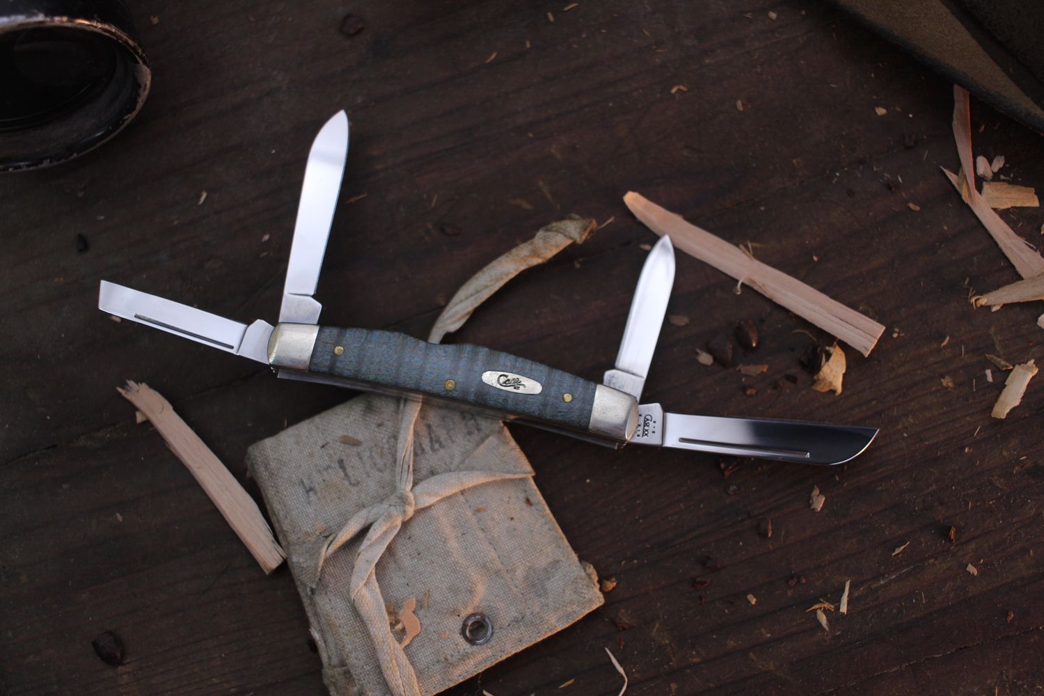 Case Vintage Congress 3.5&quot; Closed Slipjoint Folder / Blue Dyed Maple / Polished Tru-Sharp Stainless ( Pre Owned )