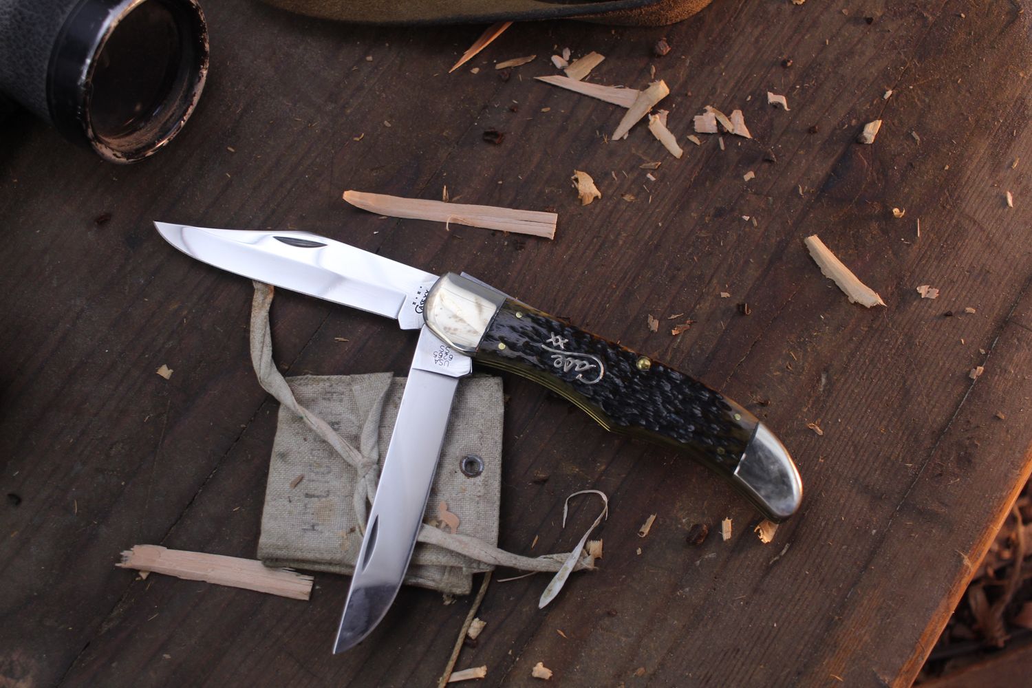Case Vintage Folding Hunter 5.25&quot; Closed Slipjoint Folder / Green Jigged Bone / Polished Tru-Sharp Stainless ( Pre Owned ) 