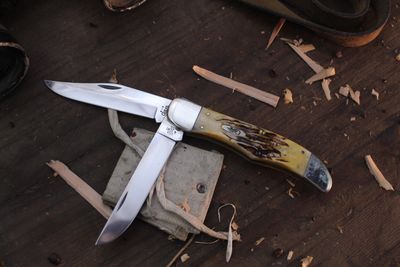 Case Vintage Folding Hunter 5.25&quot; Closed Slipjoint Folder / Burnt Jigged Bone / Polished Tru-Sharp Stainless ( Pre Owned )