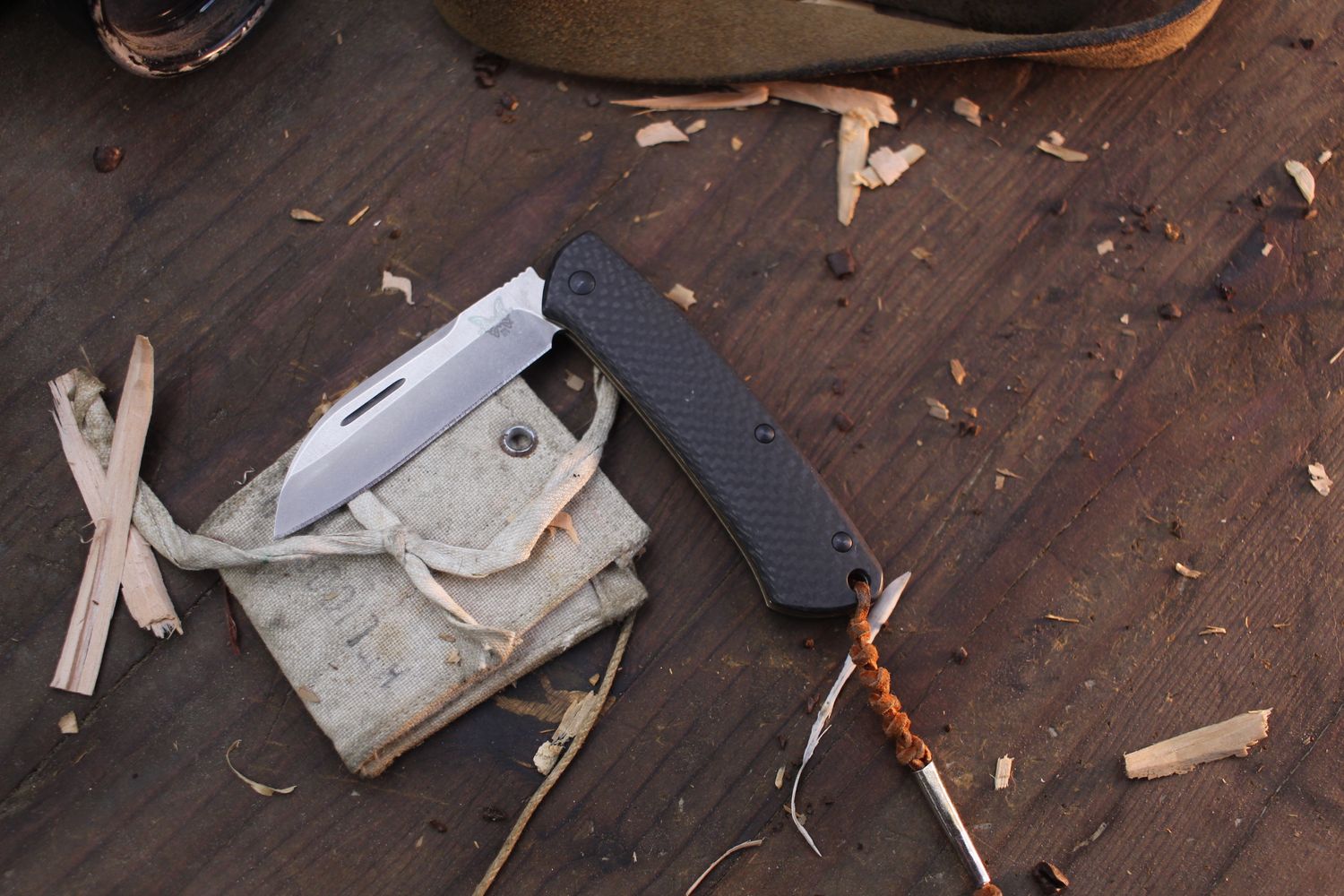 Benchmade Prototype  Proper 2.8&quot; Sheepsfoot Slip Joint Knife / Carbon Fiber / Stonewashed S90V  ( Pre Owned )