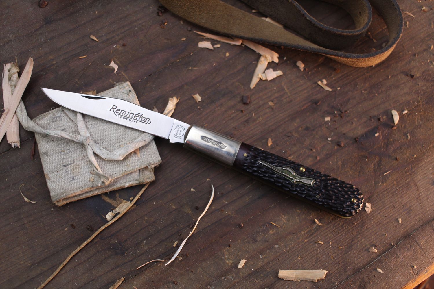 Remington Musket Series Daddy Barlow 4&quot; Slipjoint Folder / Brown Jigged Bone / Satin 440 ( Pre Owned )