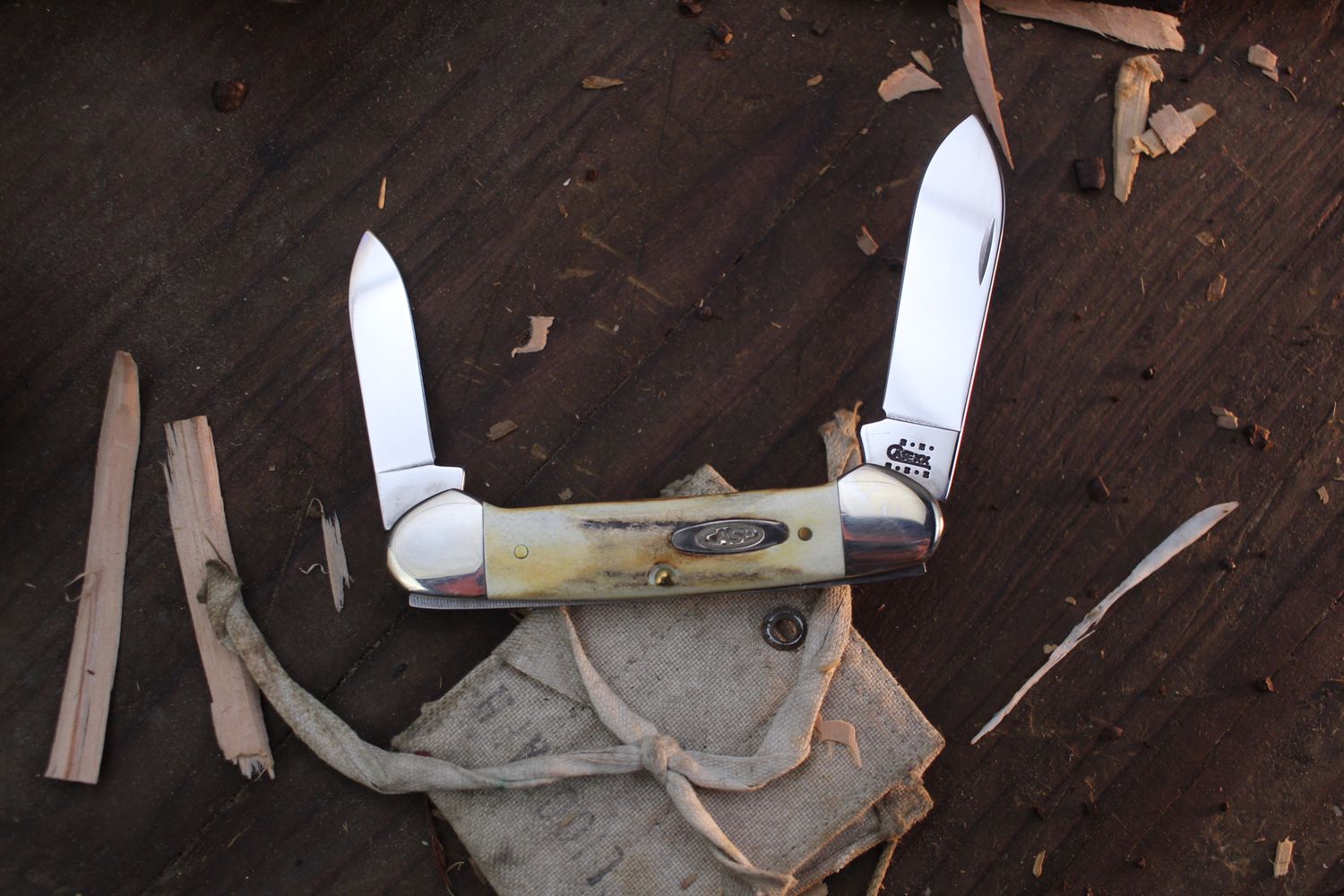 Case Canoe 3.5&quot; Closed Slipjoint Folder / Stag Horn / Polished Tru-Sharp Stainless ( Pre Owned )