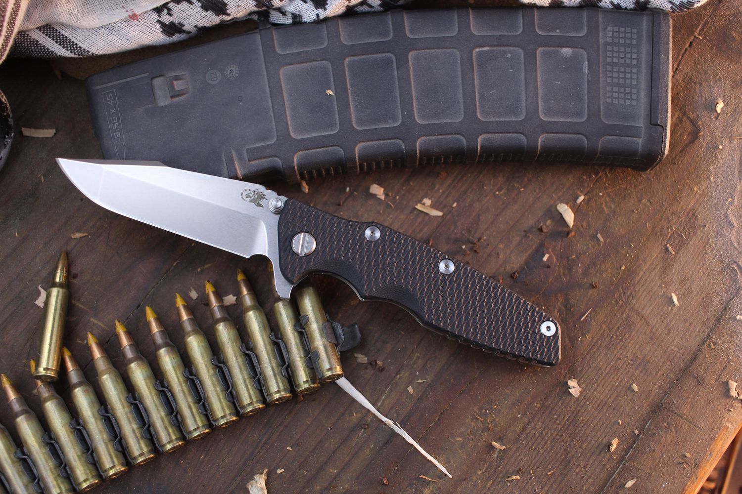 Hinderer Eklipse 3.5&quot; Framelock Flipper / Black G-10 &amp; Stonewashed Titanium / Stonewashed Harpoon Spanto S45VN