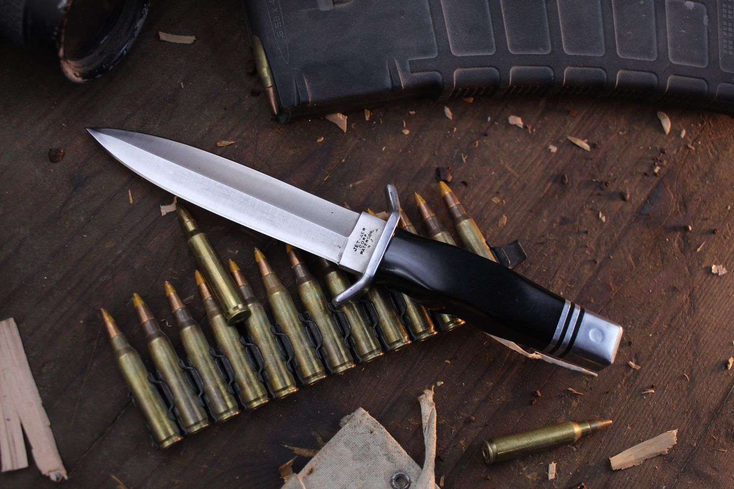 Jet Aer Vintage G96 4.875&quot; Boot Knife / Black Phenolic &amp; Aluminum / Satin 440A Stainless ( Pre Owned )