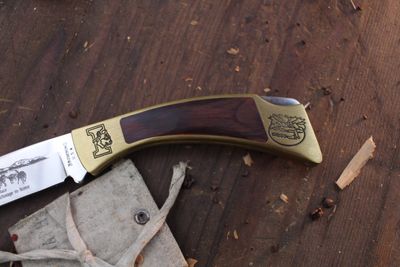 Browning 1987 Iditarod 3.25" Lockback Folder / Wood &amp; Brass / Satin Stainless ( Previously Owned )