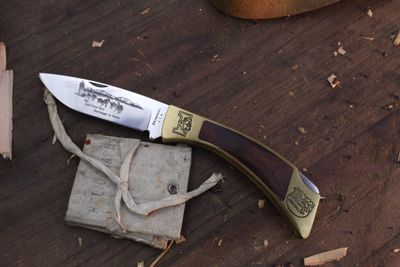 Browning 1987 Iditarod 3.25&quot; Lockback Folder / Wood &amp; Brass / Satin Stainless ( Previously Owned )