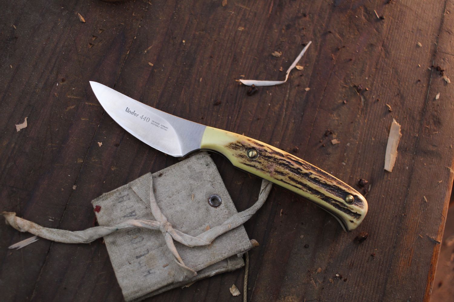 Linder Classic Small Skinner 3&quot; Fixed Blade / Stag / Satin 440A Stainless ( Pre Owned )