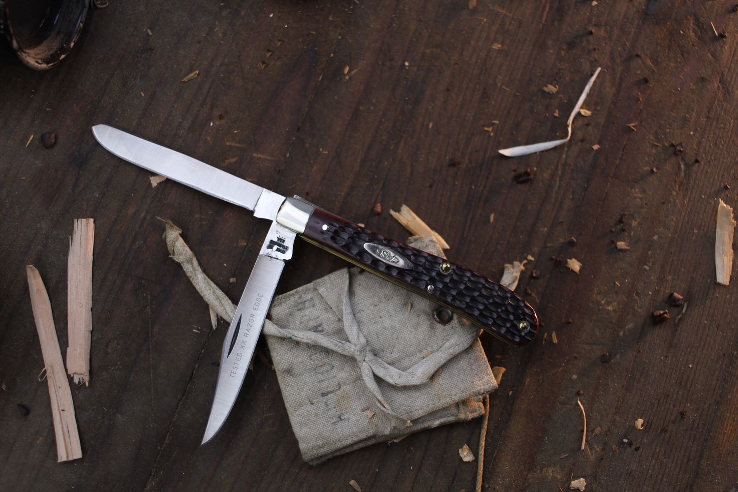 Case Vintage Slimline Trapper 4&quot; Closed Slipjoint Folder / Jigged Brown Delrin / Satin Tru-Sharp Stainless ( Pre Owned )