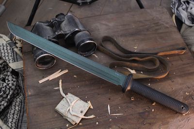 Scrapyard Knives TNT-15 15" Wakizashi / Black Rubber / CBT Edge Green SR101 ( Pre Owned )